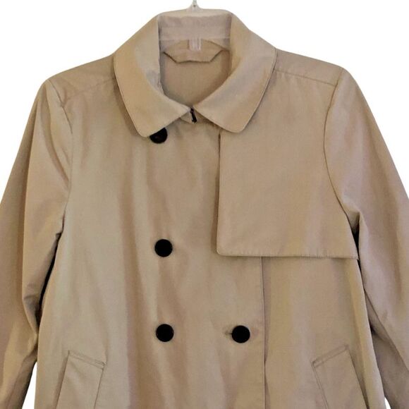 Everlane Swing Trench Coat Womens L Classic Khaki Cropped Double Breasted Jacket - Picture 4 of 14